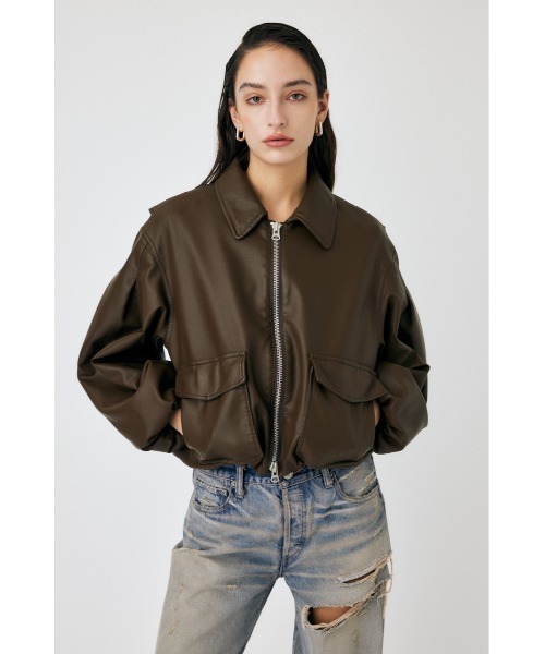 MOUSSY（マウジー）の「FAUX LEATHER A-2（ライダースジャケット・レディース・ライトグレー/ブラック/ダークブラウン・FREE）」の15枚目の写真