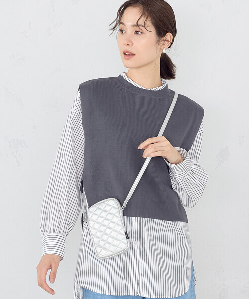 MONO　COMME CA（モノコムサ）の「キルティング スマホ ミニショルダー（ショルダーバッグ・レディース・ライトイエロー/グリーン/シルバー/オフホワイト/ブラック・FREE）」の5枚目の写真