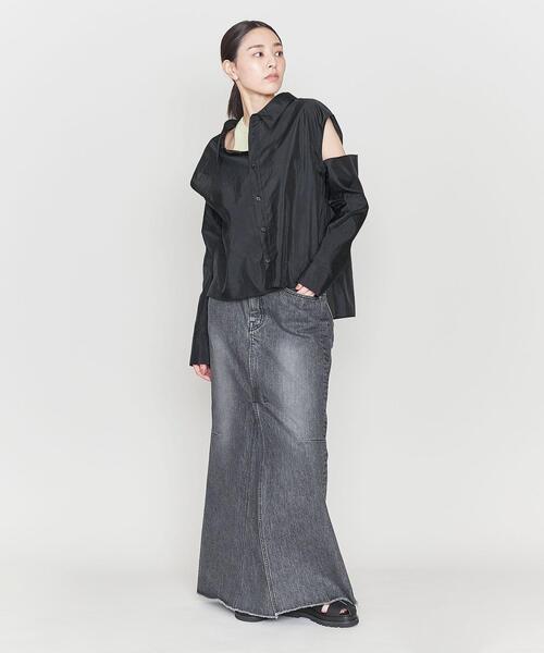 ASTRAET（アストラット）の「＜ASTRAET＞スリット マーメイド ブラックデニムスカート（デニムスカート・レディース・ブラック・2/0/1）」の4枚目の写真