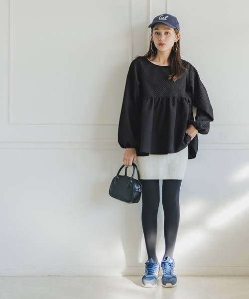 coca(coca)(コカ)の「ダイヤエンボスバックリボンブラウス(シャツ/ブラウス・レディース・ダークブルー/ブラック・M/L)」の7枚目の写真