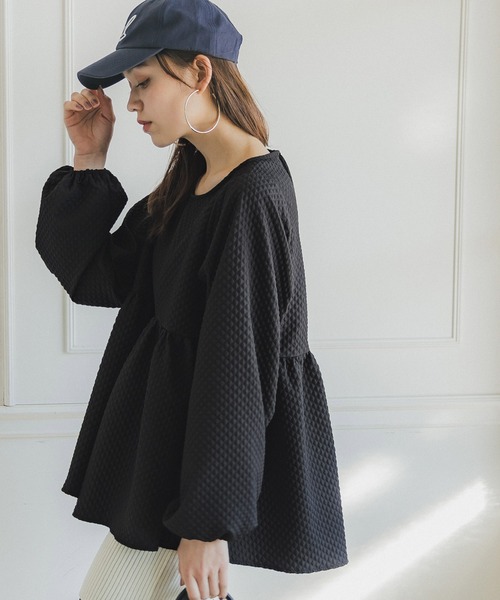 coca(coca)(コカ)の「ダイヤエンボスバックリボンブラウス(シャツ/ブラウス・レディース・ダークブルー/ブラック・M/L)」の10枚目の写真