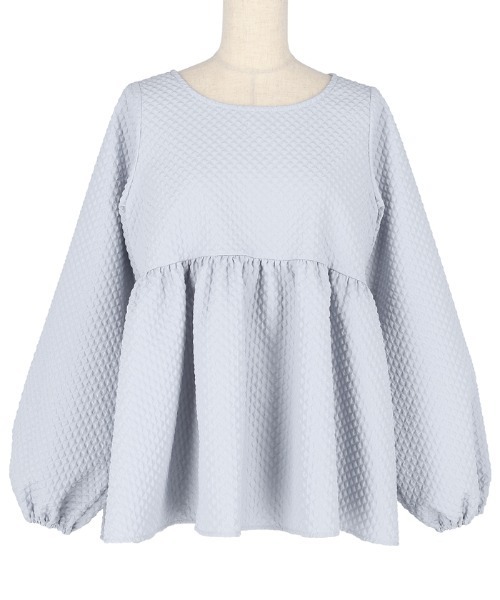 coca(coca)(コカ)の「ダイヤエンボスバックリボンブラウス(シャツ/ブラウス・レディース・ダークブルー/ブラック・M/L)」の5枚目の写真