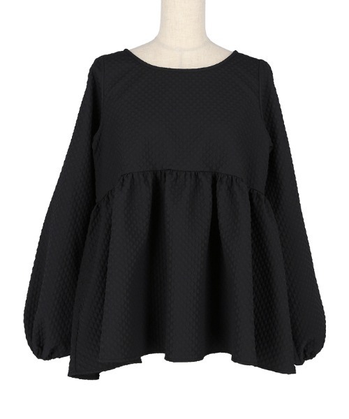 coca(coca)(コカ)の「ダイヤエンボスバックリボンブラウス(シャツ/ブラウス・レディース・ダークブルー/ブラック・M/L)」の6枚目の写真