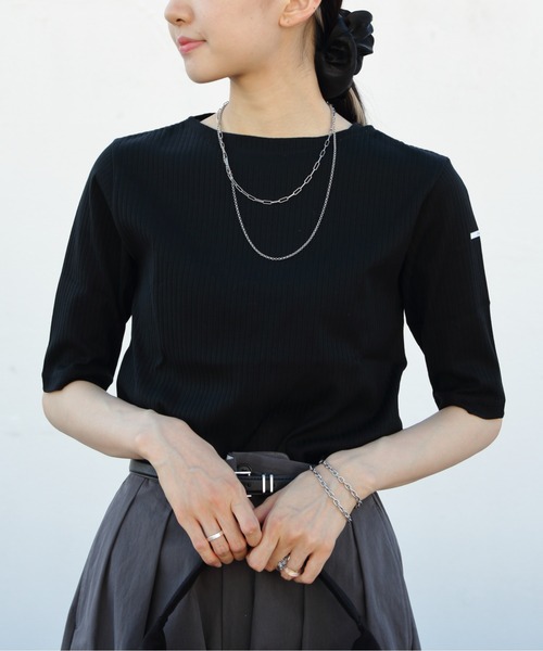 ORCIVAL(オーシバル)の「ORCIVAL/オーシバル リブボートネックロングスリーブプルオーバー RIB BOATNECK LONGSLEEVE PULLOVER OR-C0352 ULH(Tシャツ/カットソー・レディース・ブラック/ナチュラル/ブラック系その他/ホワイト系その他・2)」の3枚目の写真