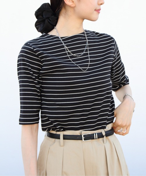 ORCIVAL(オーシバル)の「ORCIVAL/オーシバル リブボートネックロングスリーブプルオーバー RIB BOATNECK LONGSLEEVE PULLOVER OR-C0352 ULH(Tシャツ/カットソー・レディース・ブラック/ナチュラル/ブラック系その他/ホワイト系その他・2)」の15枚目の写真