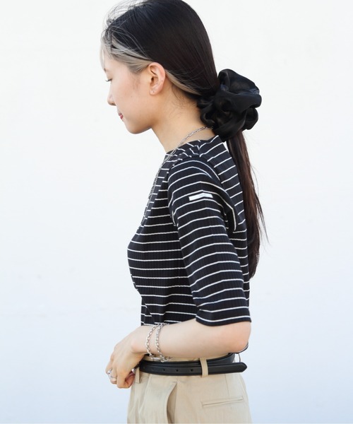 ORCIVAL(オーシバル)の「ORCIVAL/オーシバル リブボートネックロングスリーブプルオーバー RIB BOATNECK LONGSLEEVE PULLOVER OR-C0352 ULH(Tシャツ/カットソー・レディース・ブラック/ナチュラル/ブラック系その他/ホワイト系その他・2)」の16枚目の写真