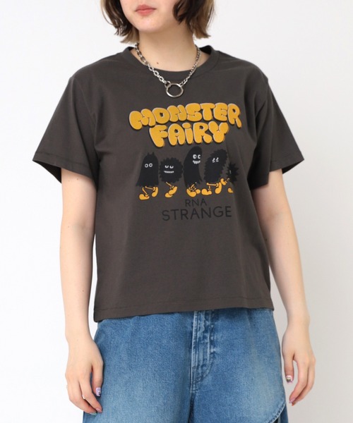 RNA(アールエヌエー)の「M2193 モンスターコンパクトTシャツ(Tシャツ/カットソー・レディース・チャコール/ホワイト/ライトブルー・MEDIUM)」の3枚目の写真