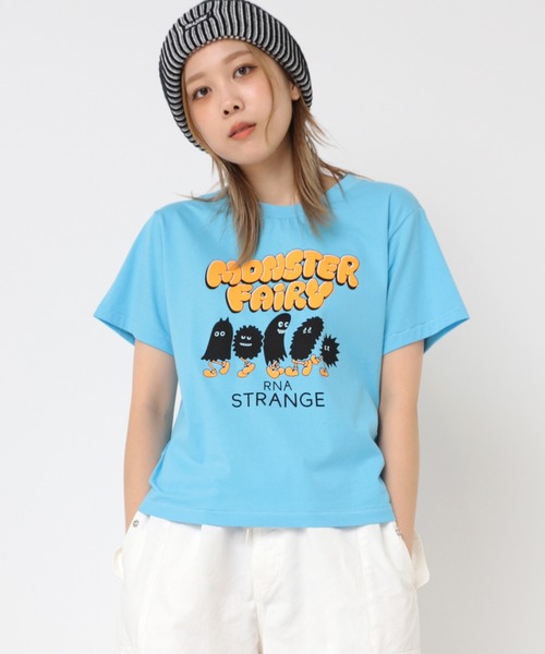 RNA(アールエヌエー)の「M2193 モンスターコンパクトTシャツ(Tシャツ/カットソー・レディース・チャコール/ホワイト/ライトブルー・MEDIUM)」の1枚目の写真