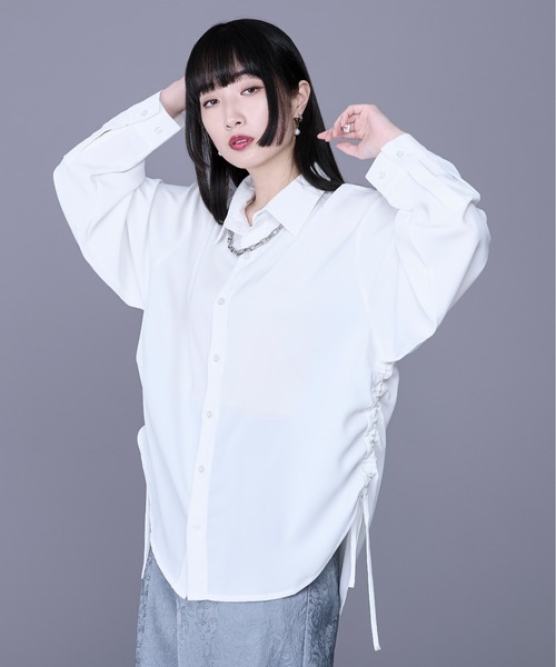 Ellno Loset(エルノロゼット)の「サイドシャーリングシャツ(シャツ/ブラウス・メンズ・ブラック系その他/オフホワイト/ブルーグレー・LARGE/MEDIUM/SMALL)」の5枚目の写真