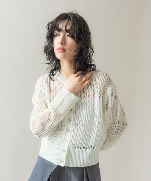 LEPSIM（レプシィム）の「【FOR I SERIES】スパンコールカーディガン　111504（カーディガン/ボレロ・レディース・イエロー/オフホワイト・FREE）」の6枚目の写真