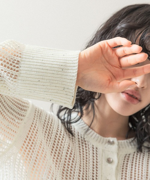 LEPSIM（レプシィム）の「【FOR I SERIES】スパンコールカーディガン　111504（カーディガン/ボレロ・レディース・イエロー/オフホワイト・FREE）」の9枚目の写真