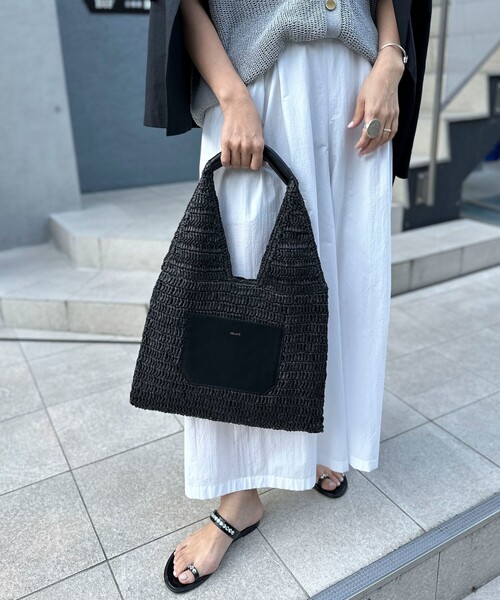 NOLLEY’S（ノーリーズ）の「ペーパークロシェトートバッグ（かごバッグ・レディース・ブラック/キャメル・FREE）」の2枚目の写真