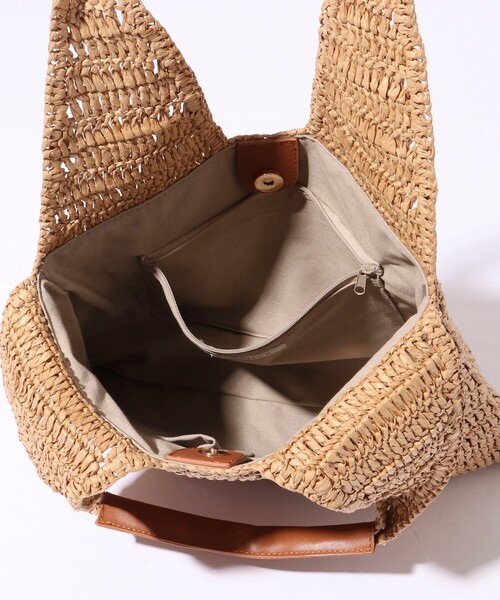 NOLLEY’S（ノーリーズ）の「ペーパークロシェトートバッグ（かごバッグ・レディース・ブラック/キャメル・FREE）」の12枚目の写真