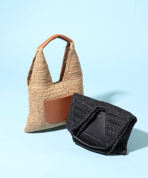 NOLLEY’S（ノーリーズ）の「ペーパークロシェトートバッグ（かごバッグ・レディース・ブラック/キャメル・FREE）」の13枚目の写真
