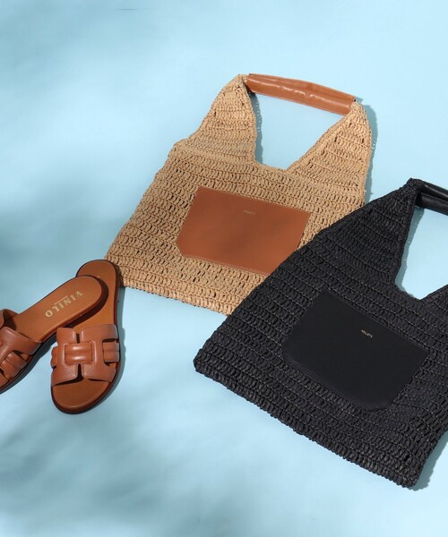 NOLLEY’S（ノーリーズ）の「ペーパークロシェトートバッグ（かごバッグ・レディース・ブラック/キャメル・FREE）」の14枚目の写真