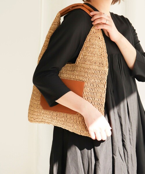 NOLLEY’S（ノーリーズ）の「ペーパークロシェトートバッグ（かごバッグ・レディース・ブラック/キャメル・FREE）」の17枚目の写真