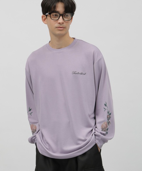 LAKOLE（ラコレ）の「フラワー袖プリント長袖T / 109216（Tシャツ/カットソー・メンズ・ラベンダー/ホワイト/ブラック・MEDIUM/LARGE）」の3枚目の写真
