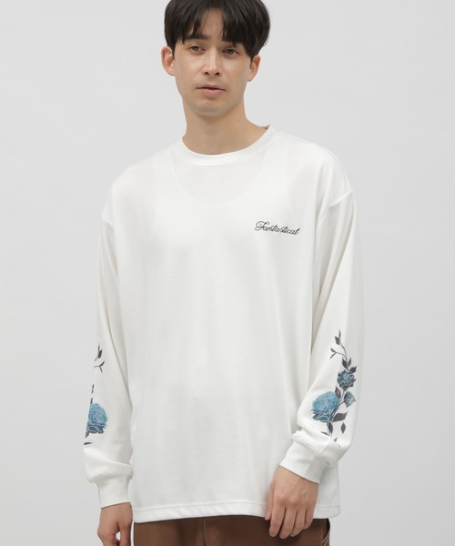 LAKOLE（ラコレ）の「フラワー袖プリント長袖T / 109216（Tシャツ/カットソー・メンズ・ラベンダー/ホワイト/ブラック・MEDIUM/LARGE）」の2枚目の写真