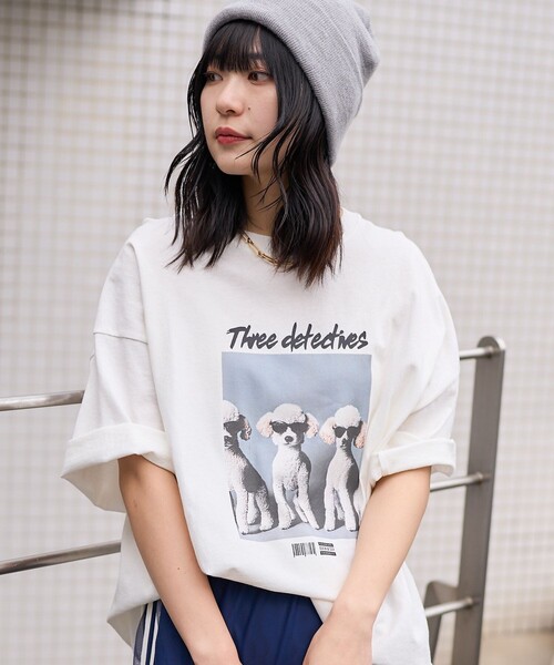 PUBLUX(パブリュクス)の「Bohemian Chop/ボヘミアンチョップ ”Three detectnes dog”アニマルプリントTシャツ 限定展開(Tシャツ/カットソー・レディース・ブラック/オフホワイト/ピンク・S/M/L)」の21枚目の写真