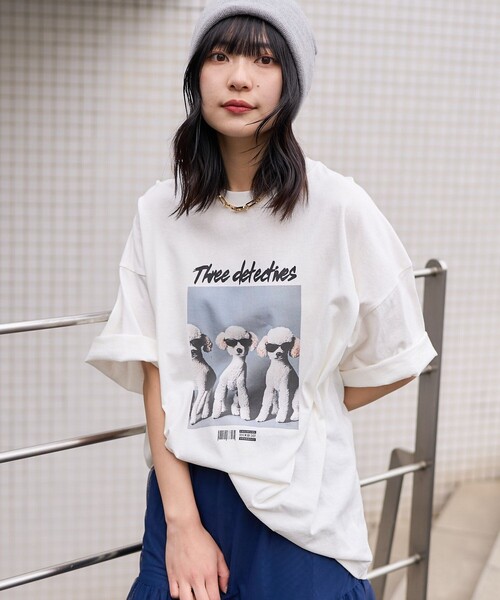 PUBLUX(パブリュクス)の「Bohemian Chop/ボヘミアンチョップ ”Three detectnes dog”アニマルプリントTシャツ 限定展開(Tシャツ/カットソー・レディース・ブラック/オフホワイト/ピンク・S/M/L)」の19枚目の写真