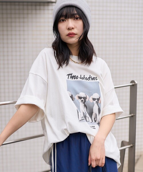 PUBLUX(パブリュクス)の「Bohemian Chop/ボヘミアンチョップ ”Three detectnes dog”アニマルプリントTシャツ 限定展開(Tシャツ/カットソー・レディース・ブラック/オフホワイト/ピンク・S/M/L)」の18枚目の写真