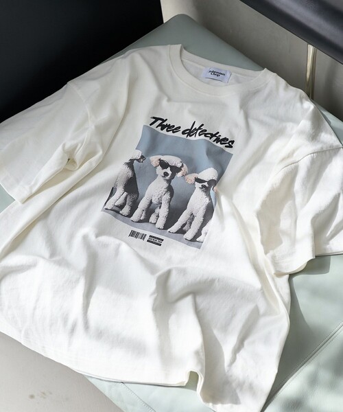 PUBLUX(パブリュクス)の「Bohemian Chop/ボヘミアンチョップ ”Three detectnes dog”アニマルプリントTシャツ 限定展開(Tシャツ/カットソー・レディース・ブラック/オフホワイト/ピンク・S/M/L)」の14枚目の写真