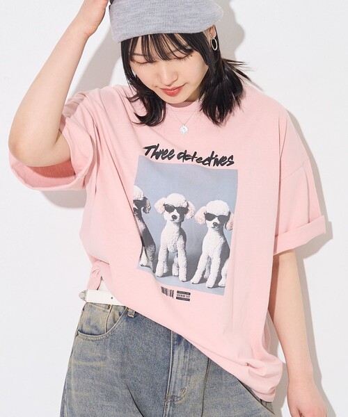 PUBLUX(パブリュクス)の「Bohemian Chop/ボヘミアンチョップ ”Three detectnes dog”アニマルプリントTシャツ 限定展開(Tシャツ/カットソー・レディース・ブラック/オフホワイト/ピンク・S/M/L)」の8枚目の写真