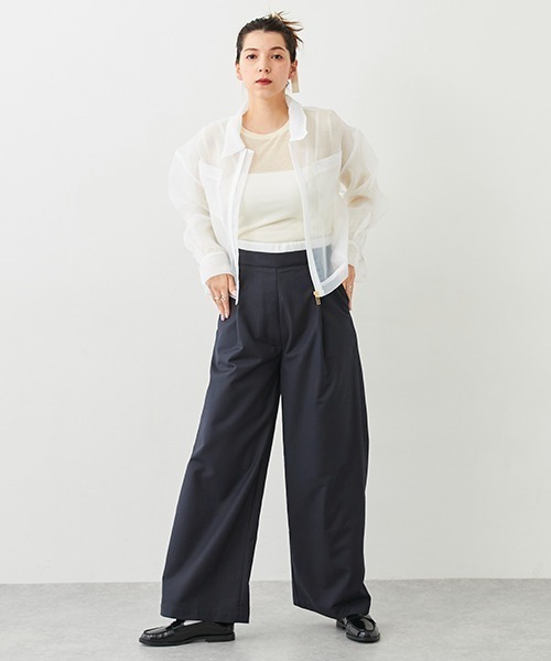 petit main LIEN(プティマインリアン)の「【LADIES】ダブルウエストパンツ(その他パンツ・レディース・ブラック/ベージュ/グレー・S/M)」の2枚目の写真