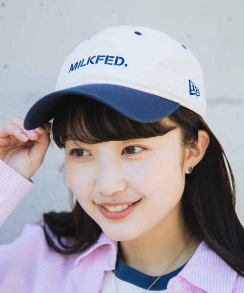 NEW ERA（ニューエラ）の「MILKFED.xNEW ERA STENCIL LOGO CAP（キャップ・レディース・ブラック/オフホワイト/ベージュ/ネイビー・ONE SIZE）」の2枚目の写真