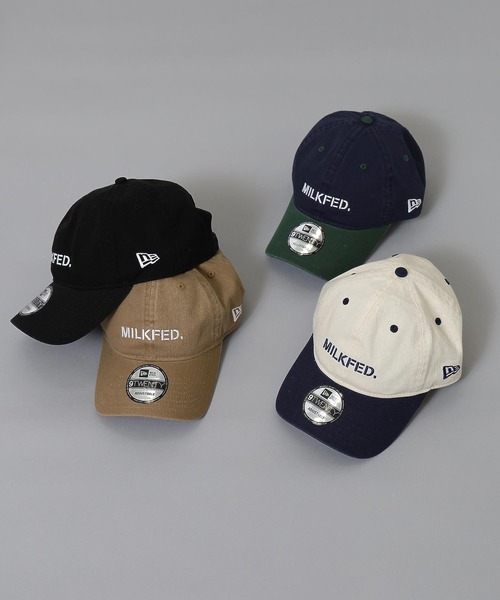 NEW ERA（ニューエラ）の「MILKFED.xNEW ERA STENCIL LOGO CAP（キャップ・レディース・ブラック/オフホワイト/ベージュ/ネイビー・ONE SIZE）」の6枚目の写真