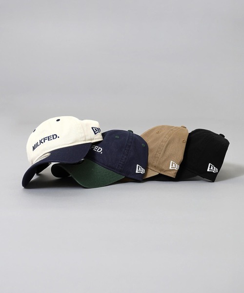 NEW ERA（ニューエラ）の「MILKFED.xNEW ERA STENCIL LOGO CAP（キャップ・レディース・ブラック/オフホワイト/ベージュ/ネイビー・ONE SIZE）」の7枚目の写真