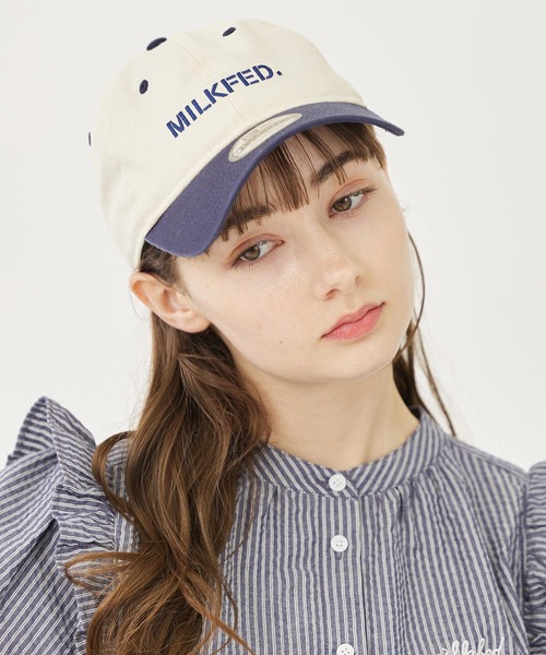 NEW ERA（ニューエラ）の「MILKFED.xNEW ERA STENCIL LOGO CAP（キャップ・レディース・ブラック/オフホワイト/ベージュ/ネイビー・ONE SIZE）」の8枚目の写真