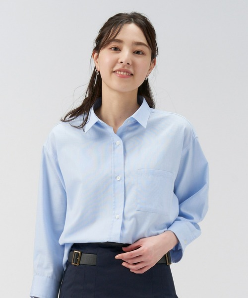 Pitta Re:)（ピッタリ）の「イージーケアワイドシャツ 八分袖（シャツ/ブラウス・レディース・サックスブルー/オフホワイト/ベージュ・M/L/LL）」の3枚目の写真