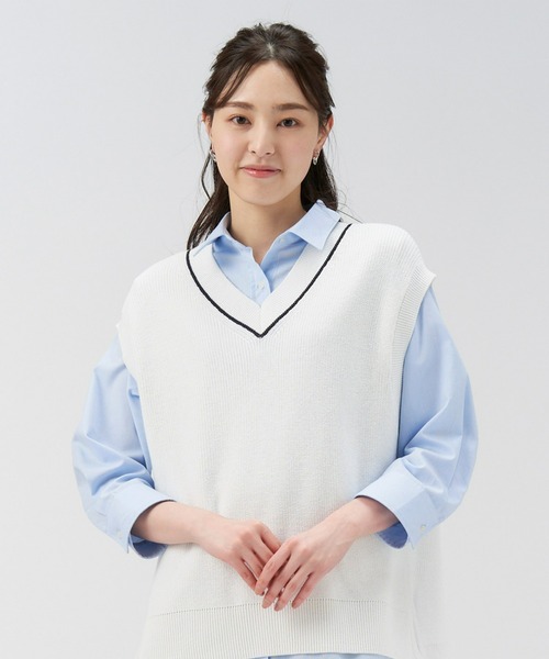 Pitta Re:)（ピッタリ）の「イージーケアワイドシャツ 八分袖（シャツ/ブラウス・レディース・サックスブルー/オフホワイト/ベージュ・M/L/LL）」の9枚目の写真