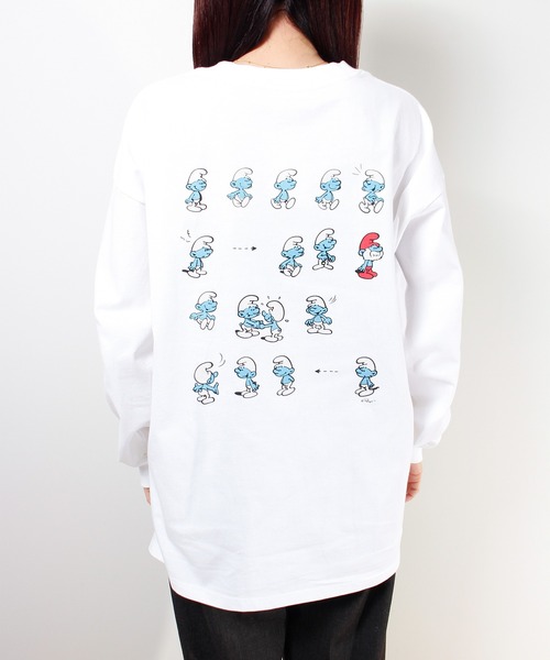 ALWAYS GOOD TIME(オルウェイズグッドタイム)の「【THE SMURFS/スマーフ】刺繍・プリントロングスリーブTシャツ(Tシャツ/カットソー・レディース・ブラック系2/ホワイト系1/ホワイト系2/ブラック系1・M)」の2枚目の写真