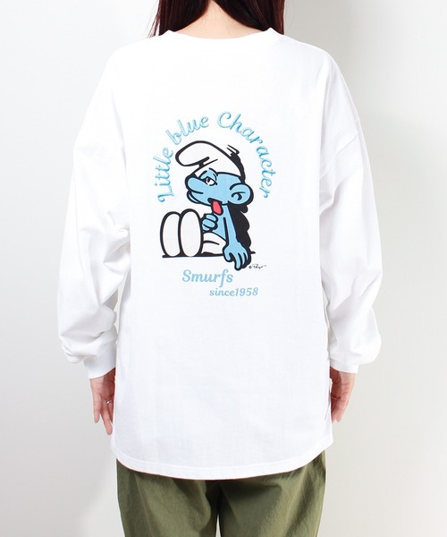 ALWAYS GOOD TIME(オルウェイズグッドタイム)の「【THE SMURFS/スマーフ】刺繍・プリントロングスリーブTシャツ(Tシャツ/カットソー・レディース・ブラック系2/ホワイト系1/ホワイト系2/ブラック系1・M)」の1枚目の写真
