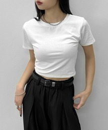 【LVEU.】天竺クロップドTシャツ / トップス カットソー Tシャツ 天竺 クロップド ショート シンプル ブラック ホワイト ZOZOTOWN限定