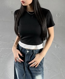 【LVEU.】天竺クロップドTシャツ / トップス カットソー Tシャツ 天竺 クロップド ショート シンプル ブラック ホワイト ZOZOTOWN限定