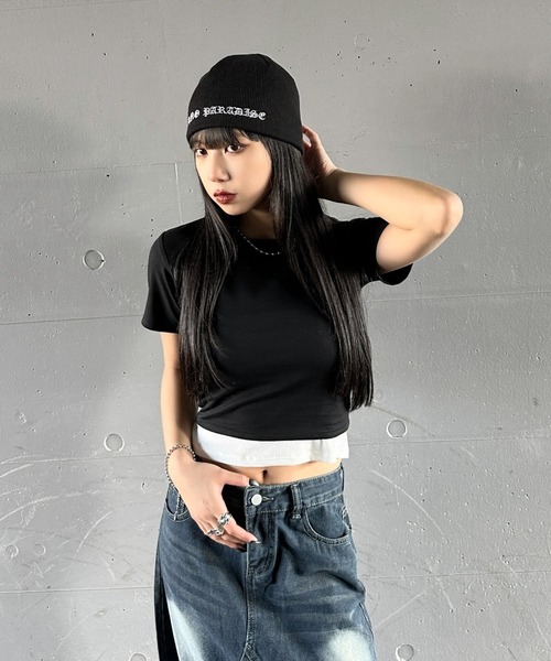 LVEU.(ラブユ.)の「【LVEU.】天竺クロップドTシャツ / トップス カットソー Tシャツ 天竺 クロップド ショート シンプル ブラック ホワイト ZOZOTOWN限定(Tシャツ/カットソー・レディース・ホワイト/ブラック・FREE)」の6枚目の写真
