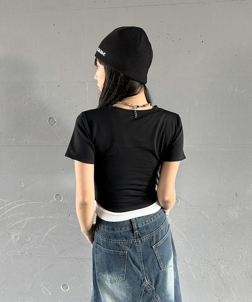 LVEU.(ラブユ.)の「【LVEU.】天竺クロップドTシャツ / トップス カットソー Tシャツ 天竺 クロップド ショート シンプル ブラック ホワイト ZOZOTOWN限定(Tシャツ/カットソー・レディース・ホワイト/ブラック・FREE)」の7枚目の写真