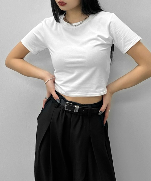 LVEU.(ラブユ.)の「【LVEU.】天竺クロップドTシャツ / トップス カットソー Tシャツ 天竺 クロップド ショート シンプル ブラック ホワイト ZOZOTOWN限定(Tシャツ/カットソー・レディース・ホワイト/ブラック・FREE)」の11枚目の写真