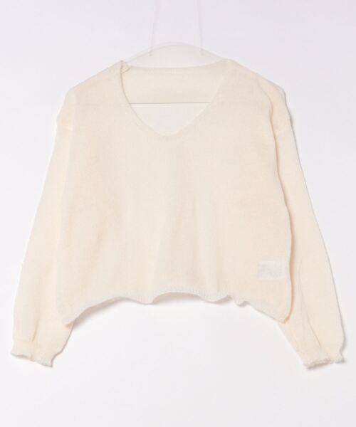 STYLEBLOCK（スタイルブロック）の「シアーニットトップス（ニット/セーター・レディース・ライトブルー/カーキ/ピンク/ブラック/ベージュ・FREE）」の2枚目の写真