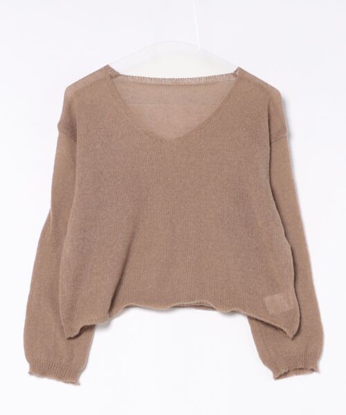 STYLEBLOCK（スタイルブロック）の「シアーニットトップス（ニット/セーター・レディース・ライトブルー/カーキ/ピンク/ブラック/ベージュ・FREE）」の3枚目の写真