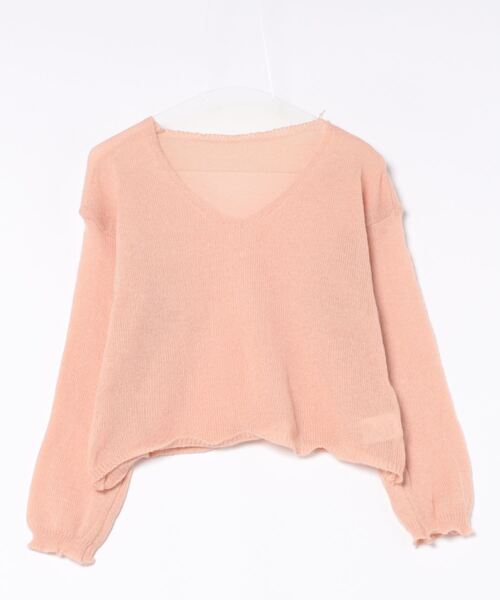 STYLEBLOCK（スタイルブロック）の「シアーニットトップス（ニット/セーター・レディース・ライトブルー/カーキ/ピンク/ブラック/ベージュ・FREE）」の5枚目の写真