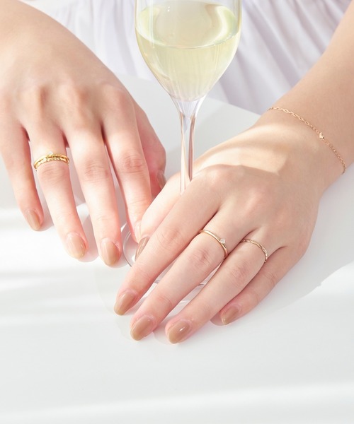 Phoebe(フィービィー)の「【金属アレルギー対応】2セットグレイングリッターリング(リング・レディース・シャンパン/イエローゴールド・FREE)」の8枚目の写真