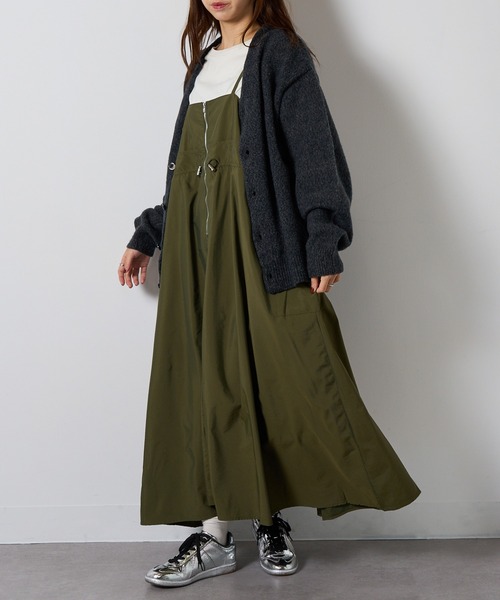 SETUP7(セットアップセブン)の「【SETUP7】half zip frill cargo camisole one-piece dress ハーフジップ フリルカーゴキャミワンピース(ワンピース・レディース・ブラック/ベージュ/オフホワイト/カーキ・FREE)」の13枚目の写真