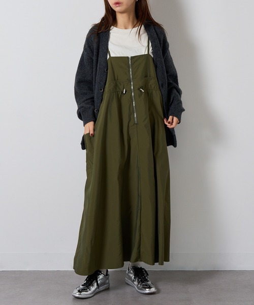 SETUP7(セットアップセブン)の「【SETUP7】half zip frill cargo camisole one-piece dress ハーフジップ フリルカーゴキャミワンピース(ワンピース・レディース・ブラック/ベージュ/オフホワイト/カーキ・FREE)」の15枚目の写真