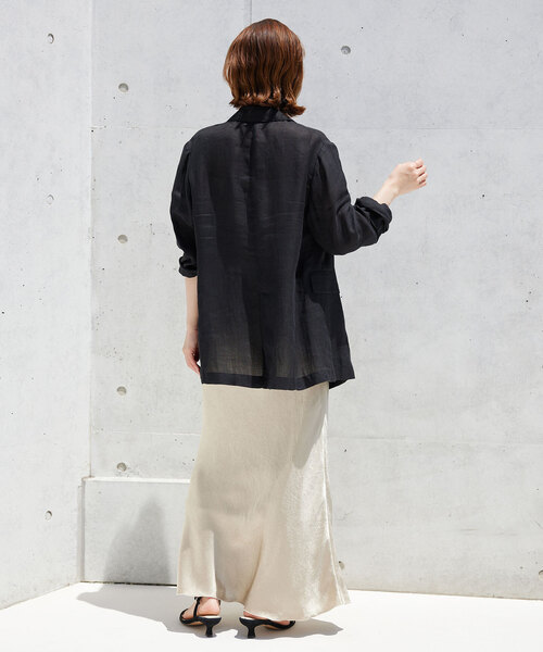 SLOBE IENA 24SS ラミージョーゼットジャケット　黒 SLOBE IENA（スローブイエナ）の「ラミージョーゼットジャケット