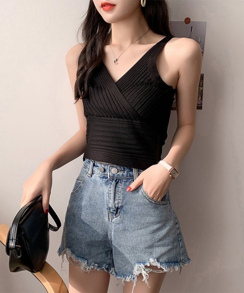 Miniministore(ミニミニストア)の「ニットタンクトップ トップス ショート丈(タンクトップ・レディース・オレンジ/ラベンダー/ホワイト/ブラック/グリーン/ミント・FREE)」の11枚目の写真