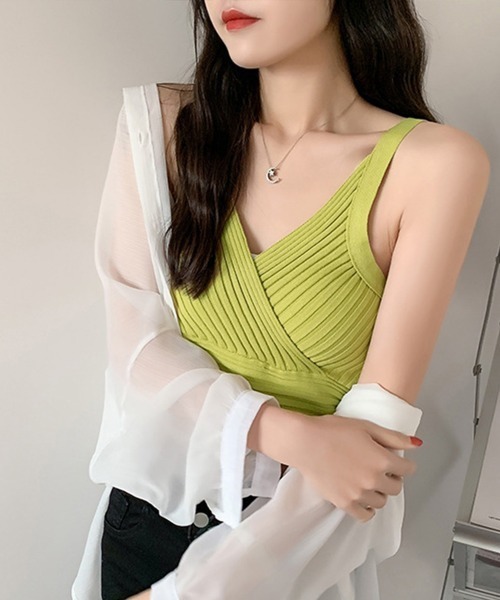 Miniministore(ミニミニストア)の「ニットタンクトップ トップス ショート丈(タンクトップ・レディース・オレンジ/ラベンダー/ホワイト/ブラック/グリーン/ミント・FREE)」の21枚目の写真